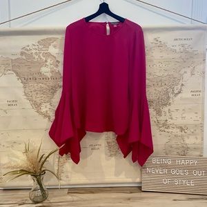 Vince Camuto Hot pink long sleeve ruffle blouse S